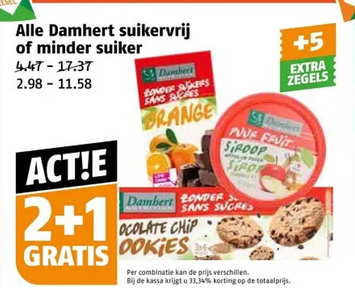 Alle Damhert suikervrij of minder suiker