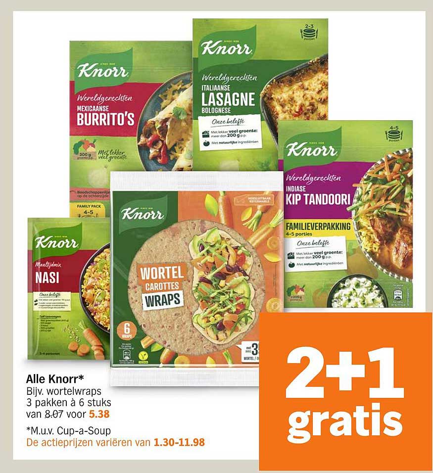 Alle Knorr* Bijv. wortelwraps 3 pakken à 6 stuks van 8.07 voor 5.38