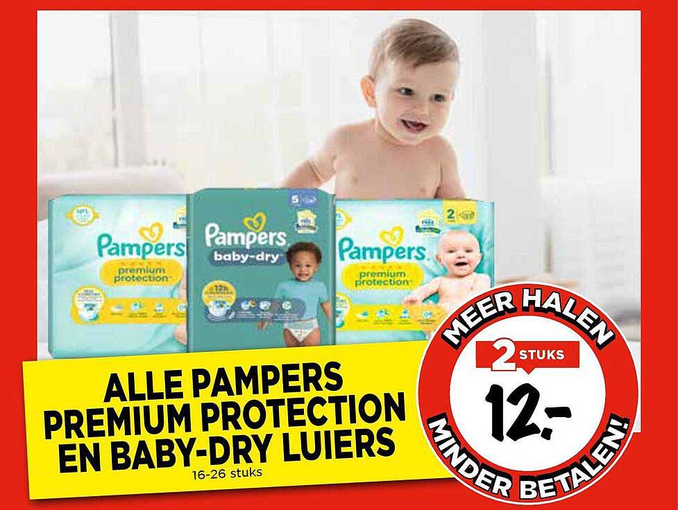 ALLE PAMPERS PREMIUM PROTECTION EN BABY-DRY LUIERS 16-26 STUKS