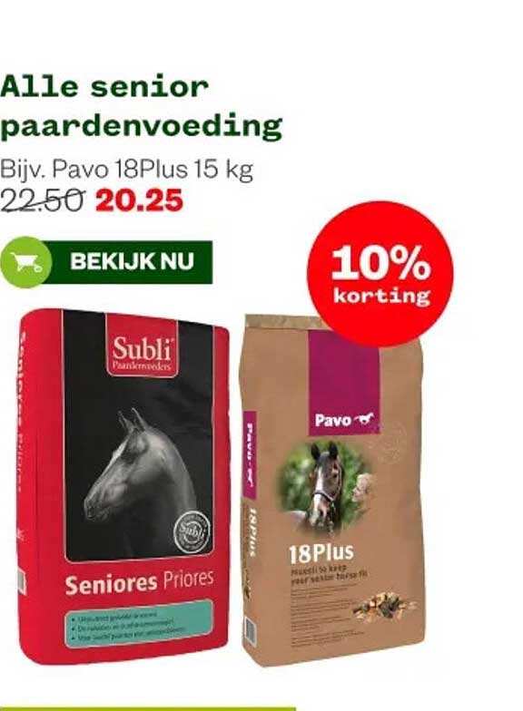 Alle senior paardenvoeding Bijv. Pavo 18Plus 15 kg
