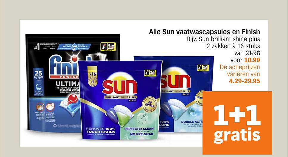 Alle Sun vaatwascapsules en Finish