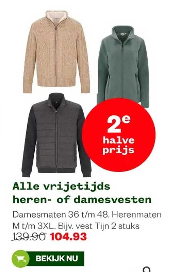 Alle vrijetijds heren- of damesvesten