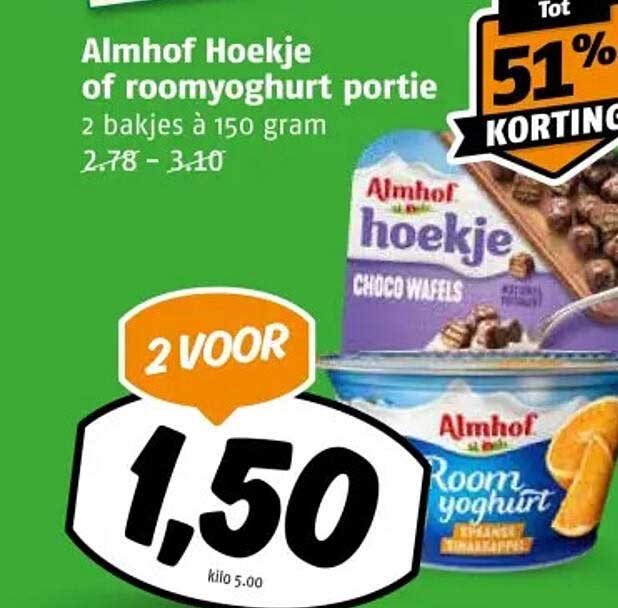 Almhof Hoekje of roomyoghurt portie