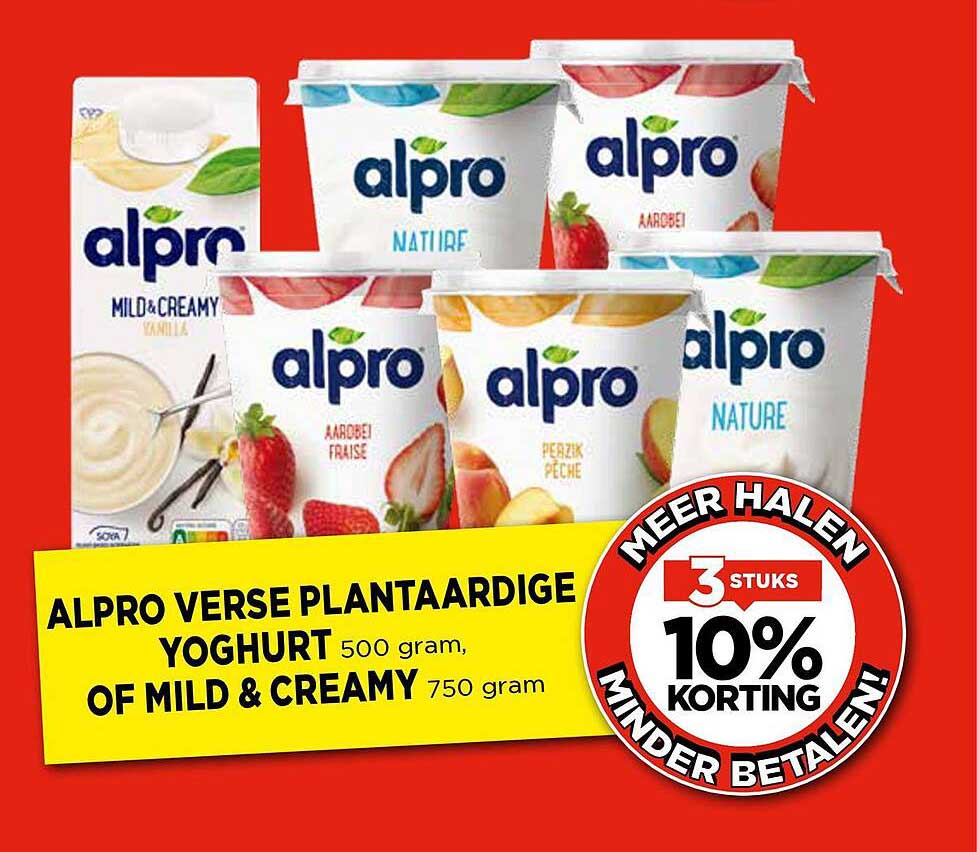 ALPRO VERSE PLANTAARDIGE YOGHURT 500 gram, OF MILD & CREAMY 750 gram