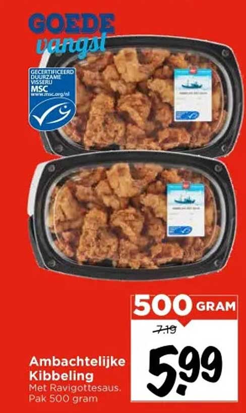 Ambachtelijke Kibbeling Met Raviogottesaus. Pak 500 gram