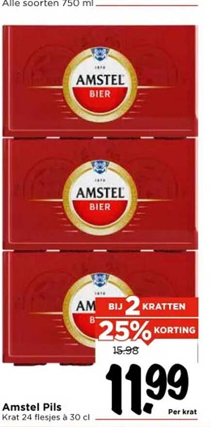 Amstel Pils Krat 24 flesjes à 30 cl