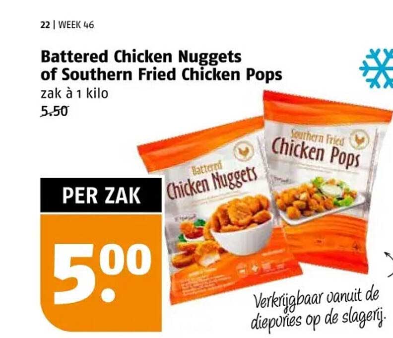 Battered Chicken Nuggets of Southern Fried Chicken Pops