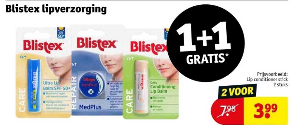 Blistex lipverzorging 1+1 GRATIS