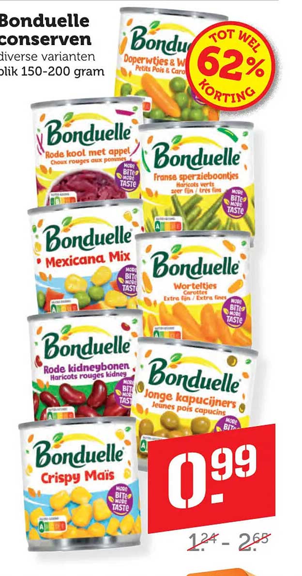 Bonduelle conserven diverse varianten blik 150-200 gram