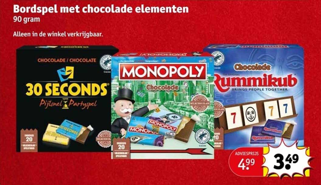 Bordspel met chocolade elementen