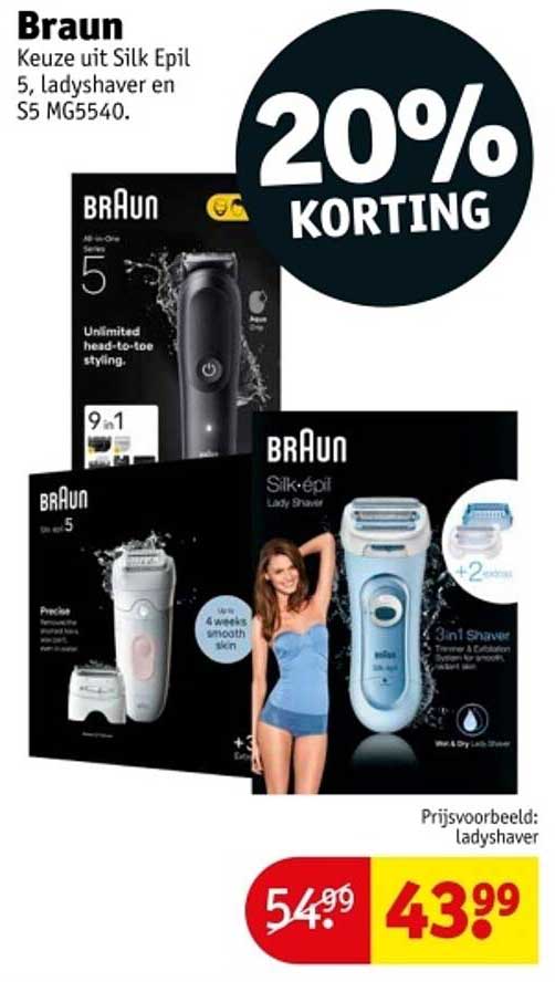 Braun Keuze uit Silk Epil 5, Ladyshaver en S5 MG5540.