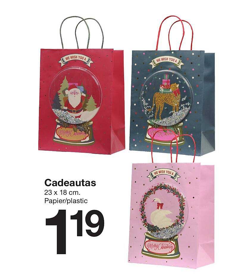 Cadeautas 23 x 18 cm. Papier/plastic