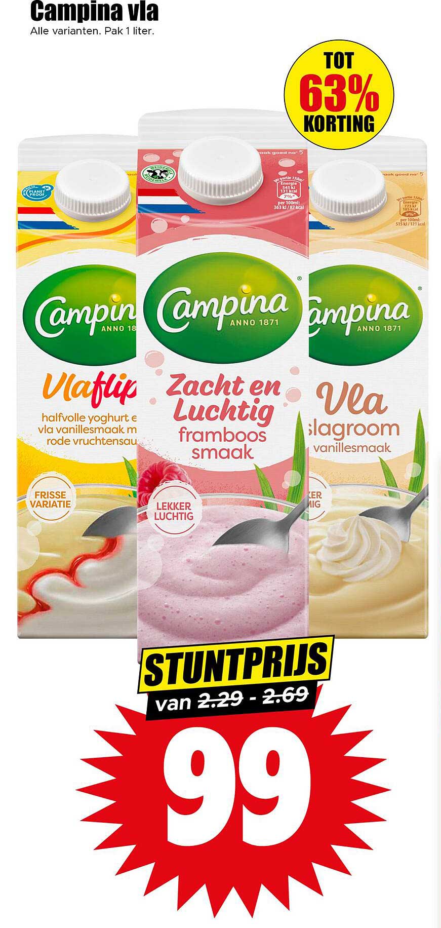 Campina vla alle varianten 1 liter
