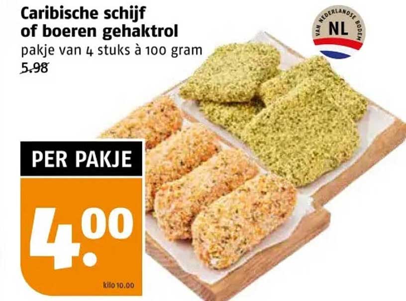 Caribische schijf of boeren gehaktrol