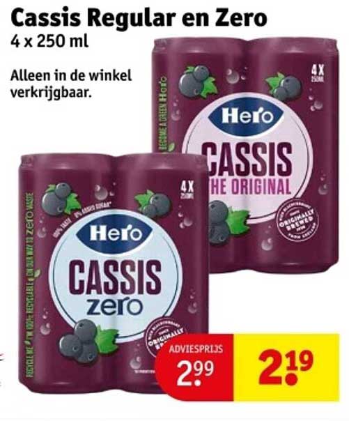 Cassis Regular en Zero 4 x 250 ml