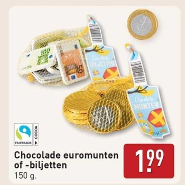 Chocolade euromunten of -biljetten