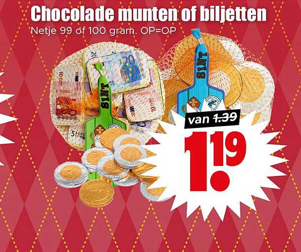 Chocolade munten of biljetten