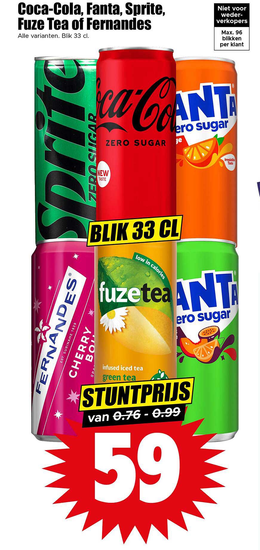 Coca-Cola, Fanta, Sprite, Fuze Tea of Fernandes 33 cl