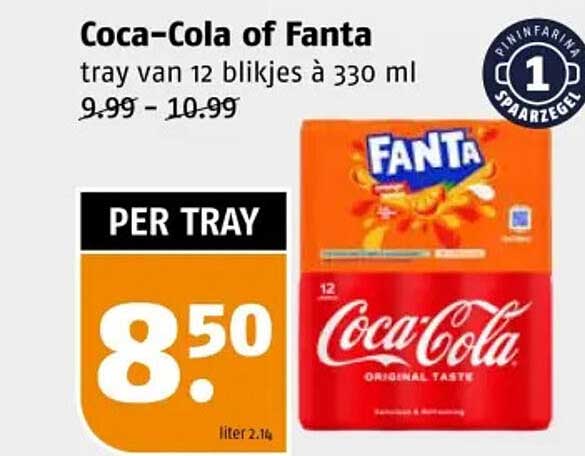 Coca-Cola of Fanta tray van 12 blijkes à 330 ml