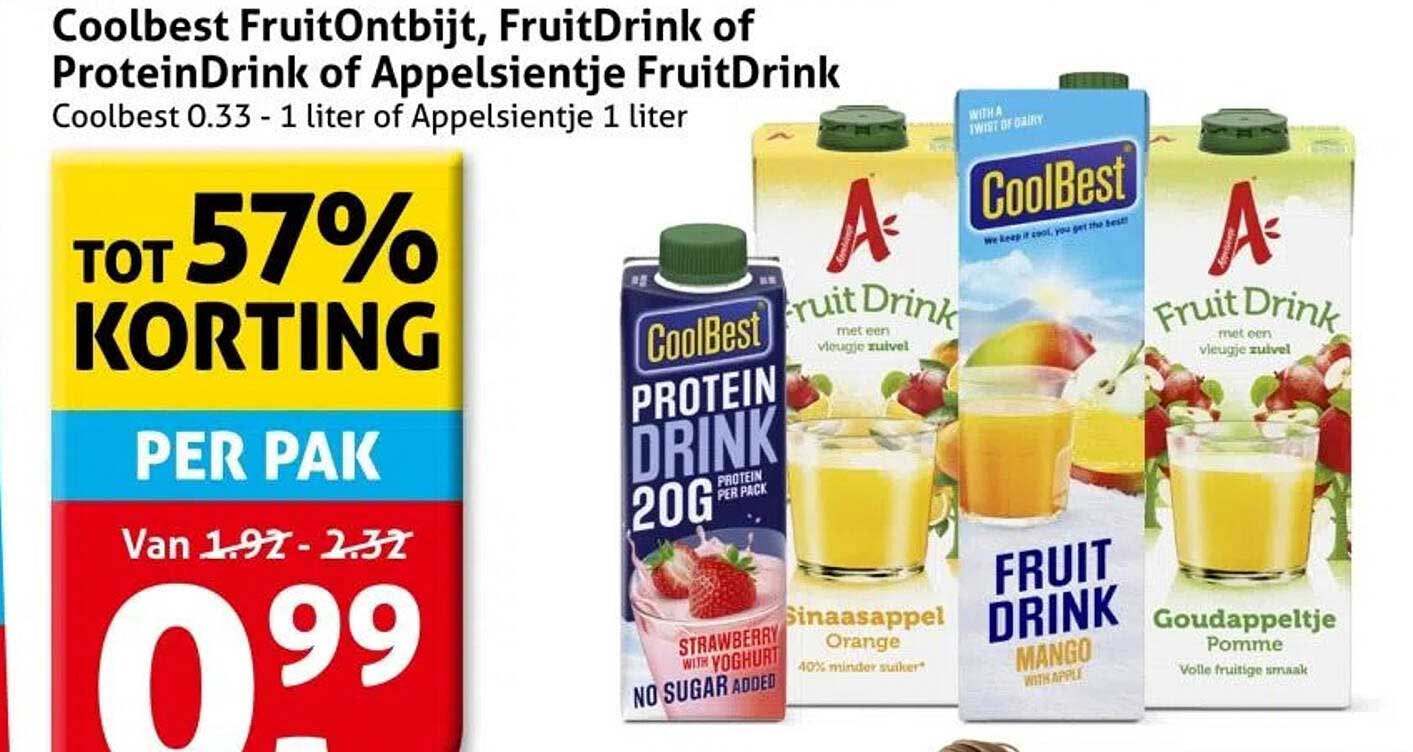 Coolbest FruitOntbijt, FruitDrink of ProteinDrink of Appelsientje FruitDrink