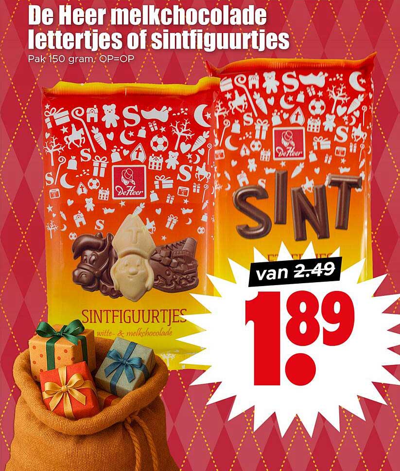 De Heer melkhocolate lettertjes of sintfiguurtjes