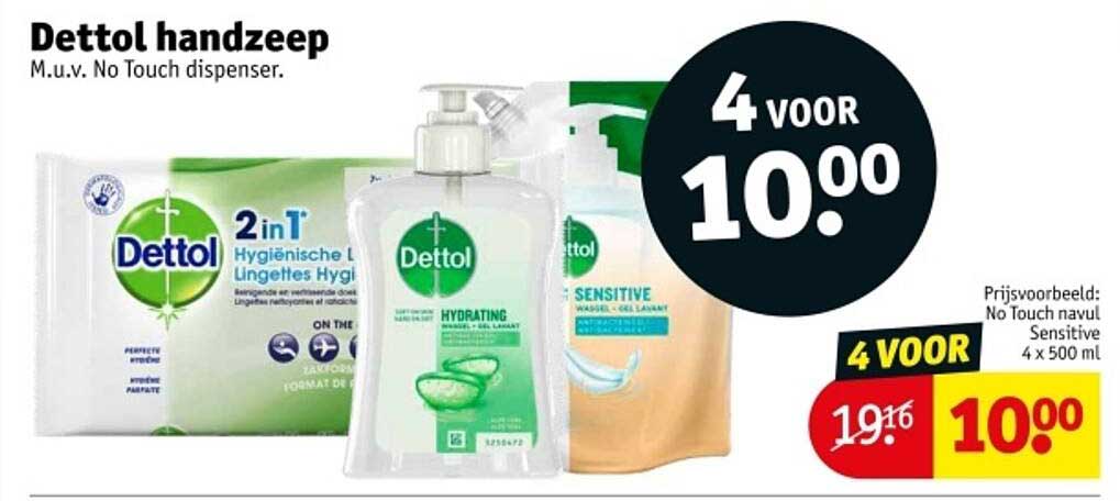 Dettol handzeep M.u.v. No Touch dispenser.