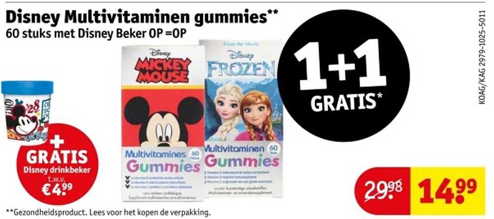 Disney Multivitaminen gummie 60 stuks met Disney Beker OP=OP