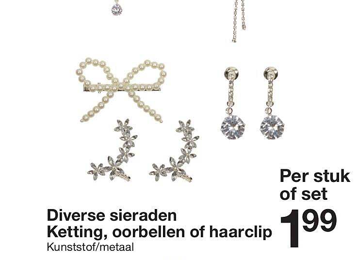 Diverse sieraden Ketting, oorbellen of haarclip