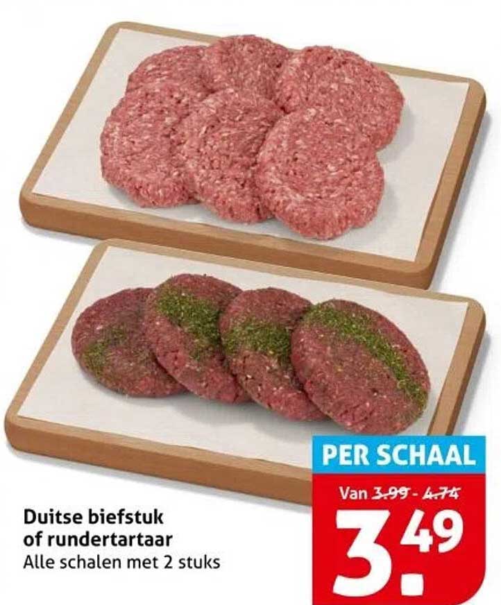 Duitse biefstuk of rundertartaar - Alle schalen met 2 stuks