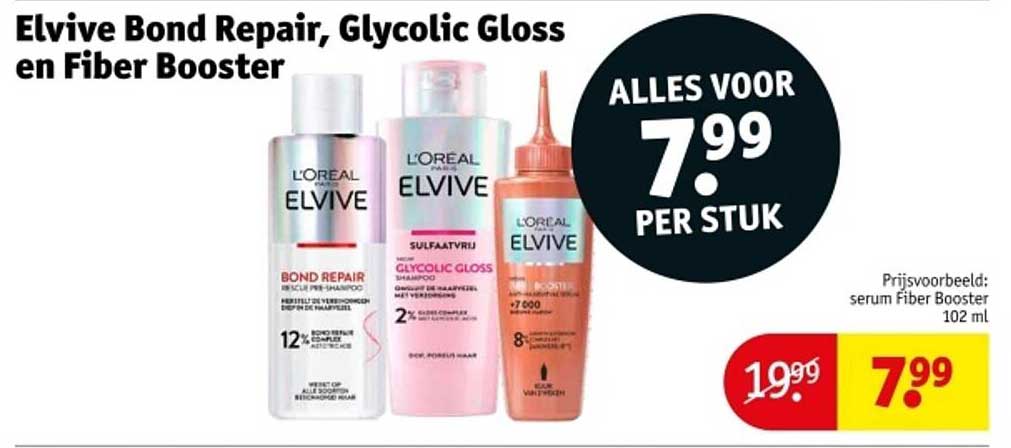 Elvive Bond Repair, Glycolic Gloss en Fiber Booster