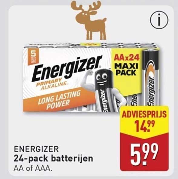 ENERGIZER 24-pack batterijen AA of AAA.