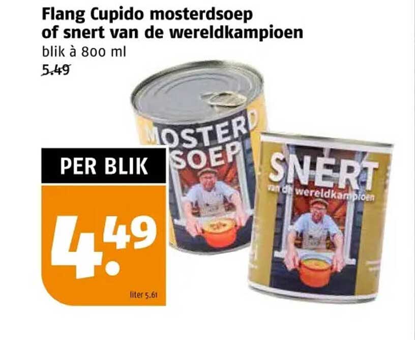 Flang Cupido mosterdsoep of snert van de wereldkampioen