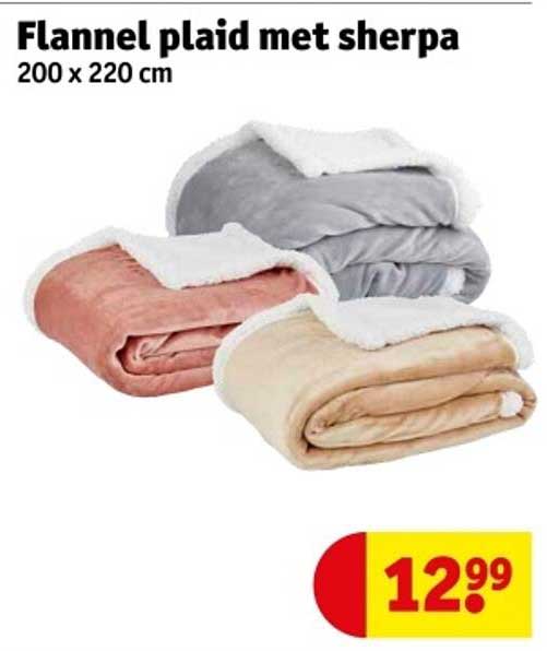 Flannel plaid met sherpa 200 x 220 cm