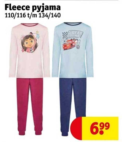 Fleece pyjama 110/116 t/m 134/140
