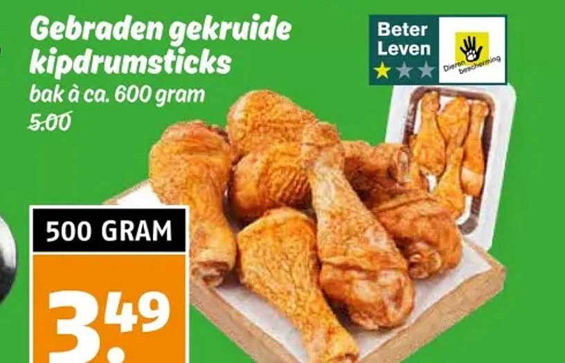Gebraden gekruide kipdrumsticks