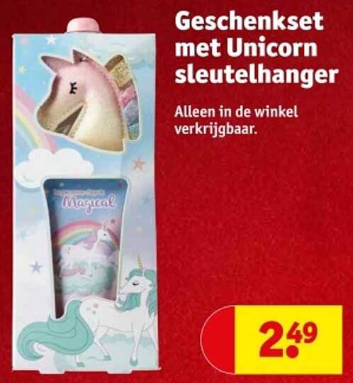 Geschenkset met Unicorn sleutelhanger