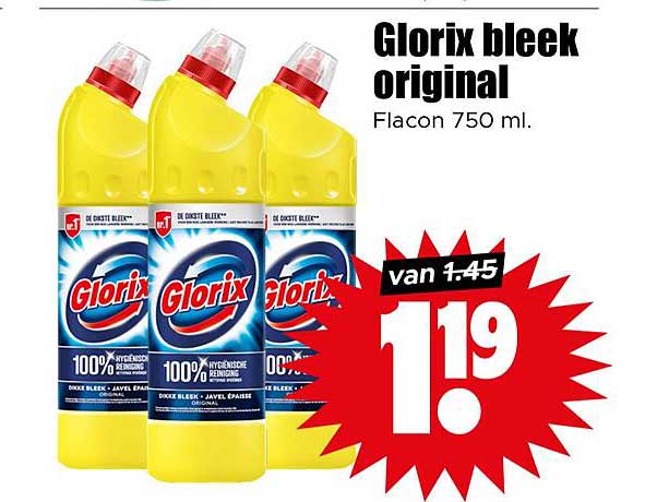 Glorix bleek original Flacon 750 ml.
