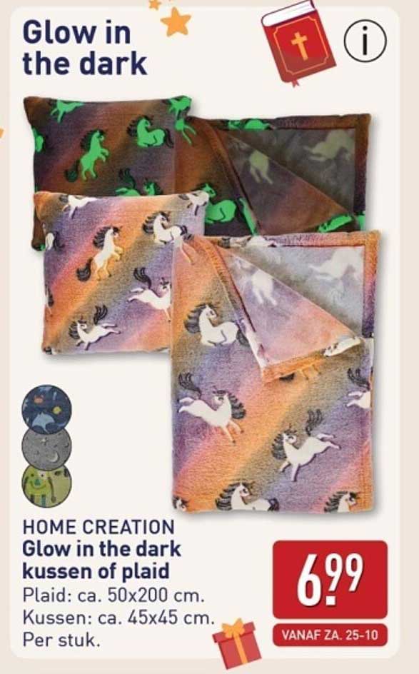 Glow in the dark kussen of plaid