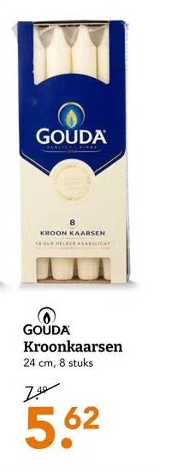 GOUDA Kroonkaarsen 24 cm, 8 stuks