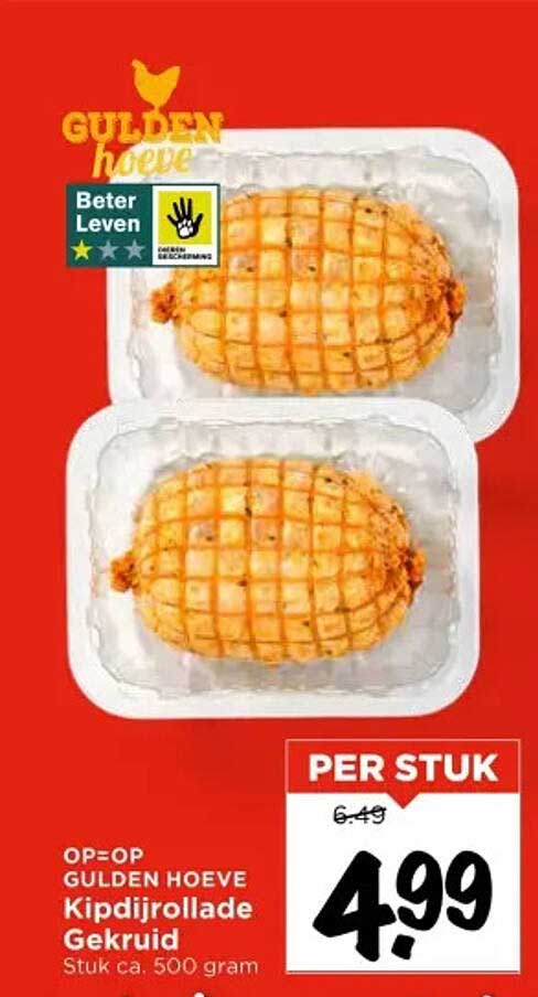 GULDEN HOEVE Kipdijrollade Gekruid