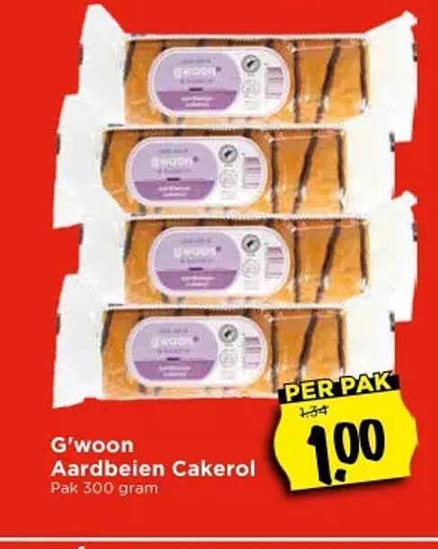 G'woon Aardbeien Cakerol Pak 300 gram