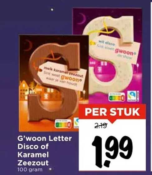 G'woon Letter Disco of Karamel Zeezout 100 gram