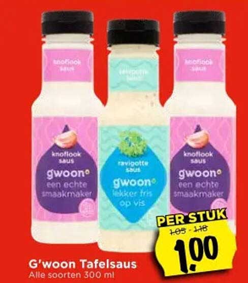 G'woon Tafelsaus Alle soorten 300 ml