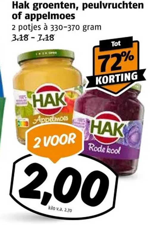 Hak groenten, peulvruchten of appelmoes