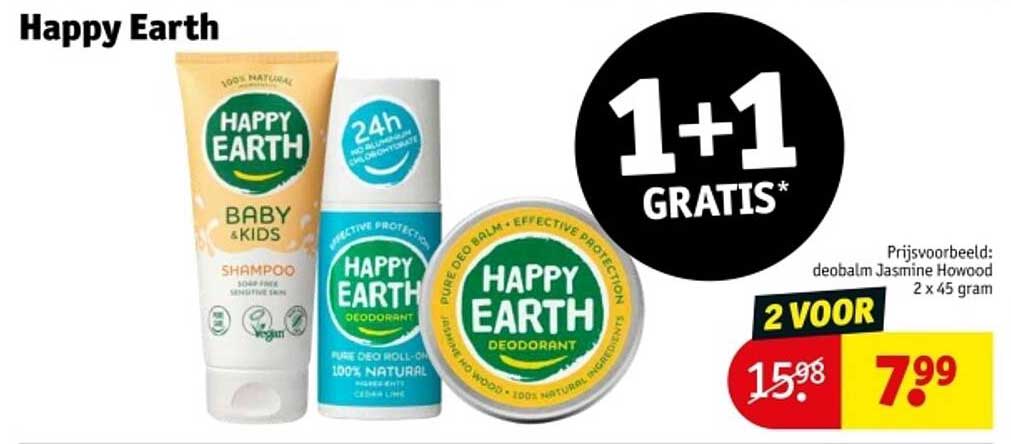 Happy Earth 1+1 Gratis aanbieding