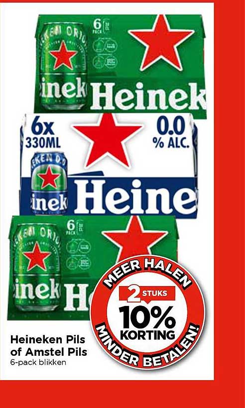 Heineken Pils of Amstel Pils 6-pack blikken