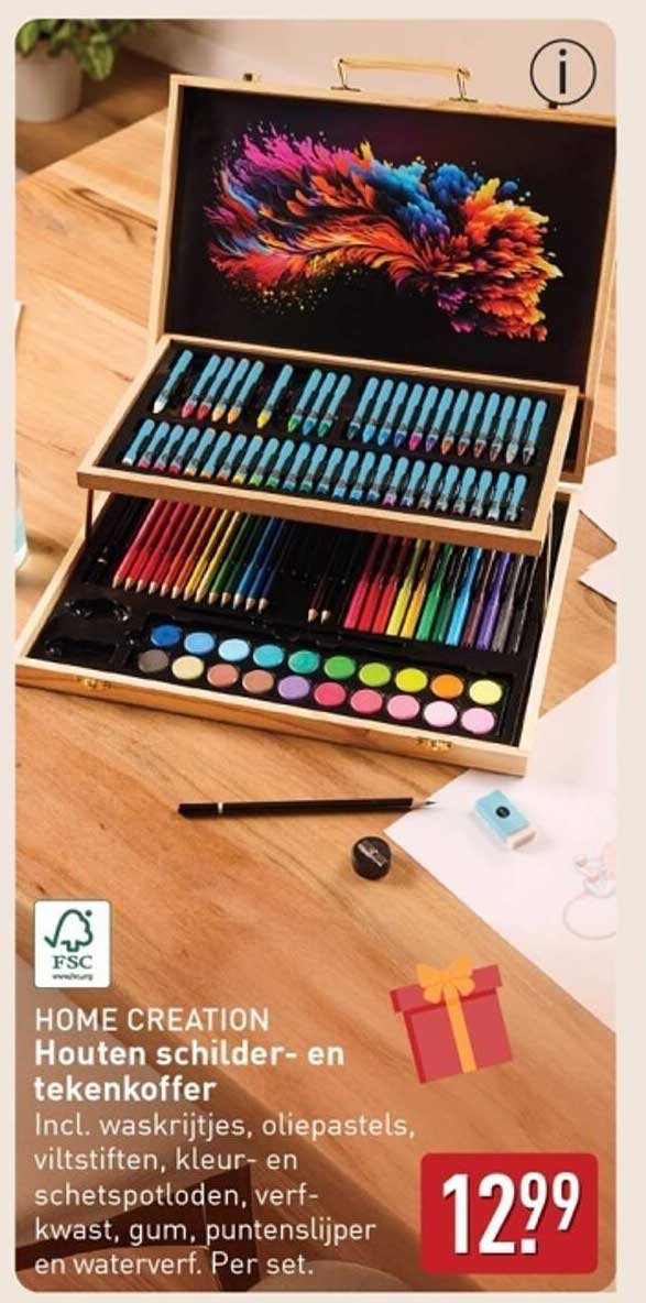 Home Creation Houten schilder- en tekenkoffer