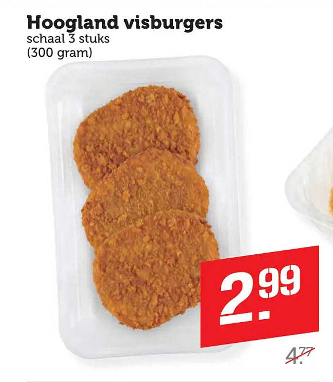 Hoogland visburgers schaal 3 stuks (300 gram)