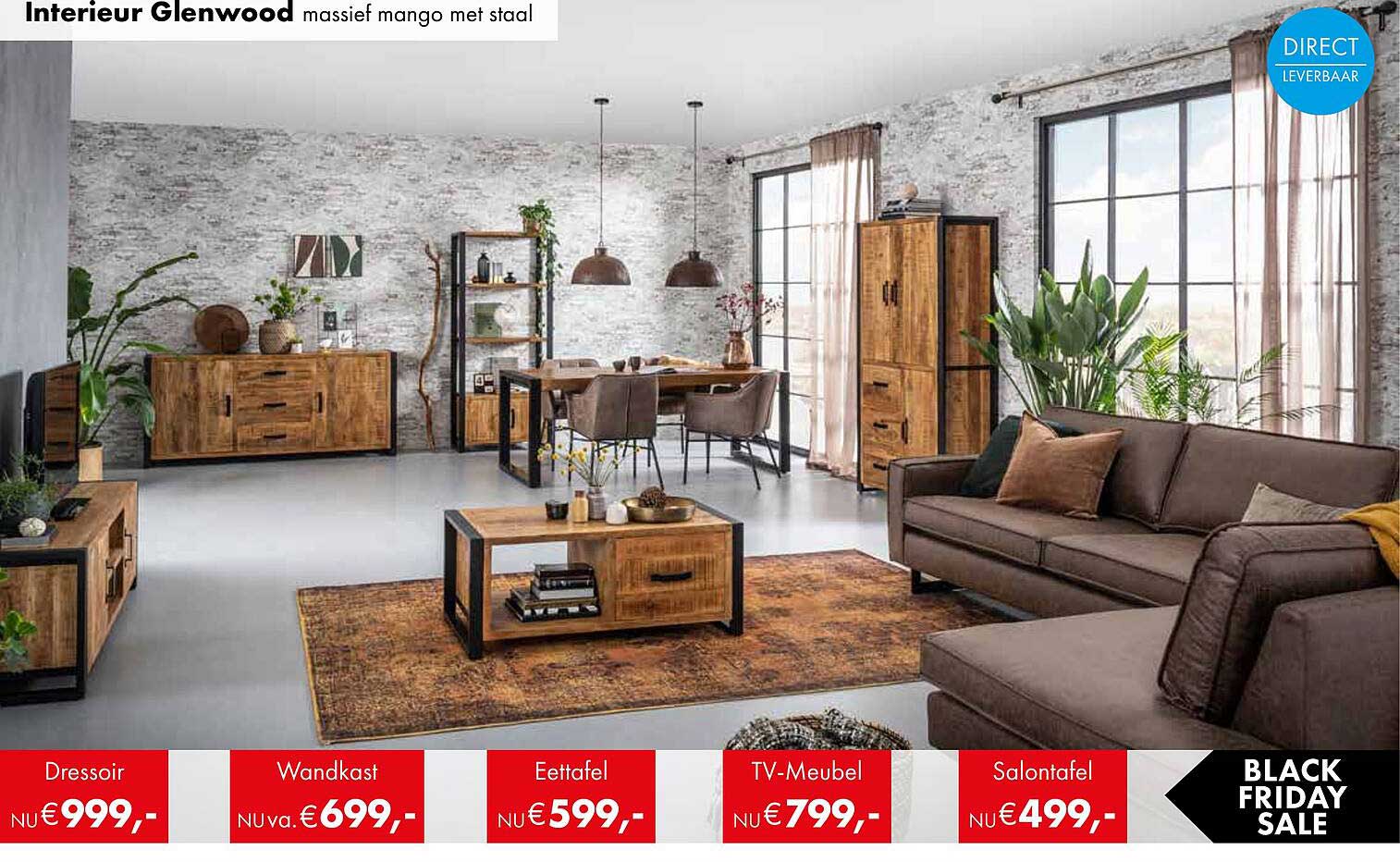 Interieur Glenwood massief mango met staal