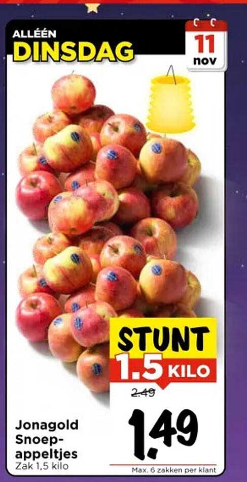 Jonagold Snoep-appeltjes Zak 1,5 kilo